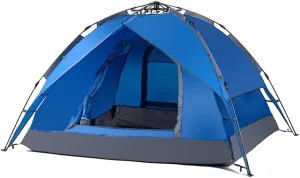 VejiA Family Tent Pop Up Dome Instant Family Tent with Awning and Mat Wind and Warm for Fishing Camping Hiking Outdoor Tent, Metal, Tent C, 220X210X145Cm, Royal Blue