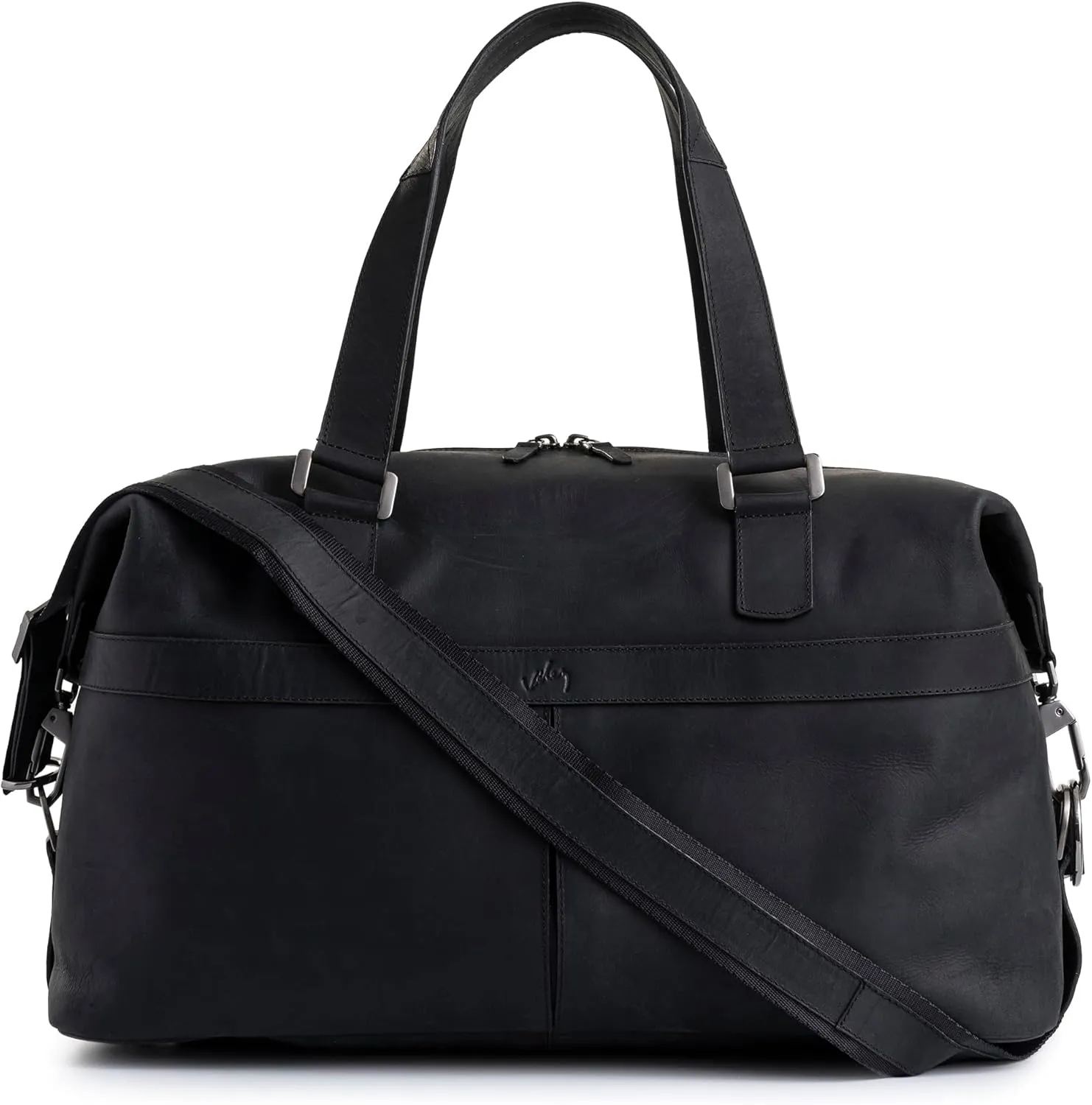 VELEZ Black Top Grain Leather Duffle Bag For Men and Women Handmade Large Carry On Travel Bags Vintage
