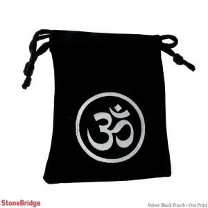 Velvet Black Pouch - Om Print