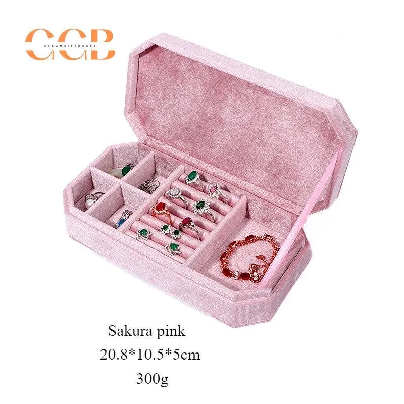 Velvet flip-top multifunctional jewelry storage box
