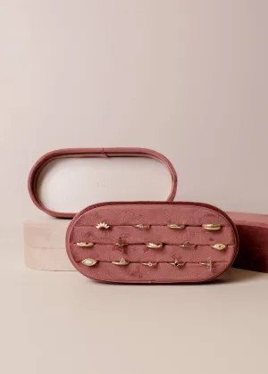 Velvet Jewelry Box - Large Oval - Dusty Rose