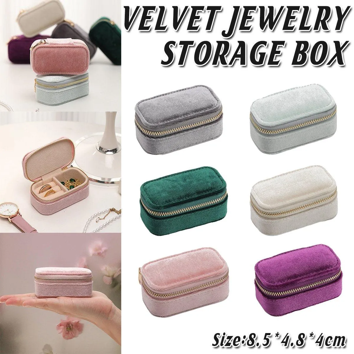 Velvet Jewelry Storage Box 6Colours 1PCS