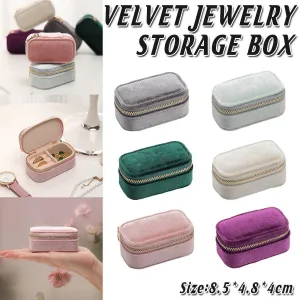 Velvet Mini Travel Jewelry Storage Box Portable Organizer Ring Earring Holder