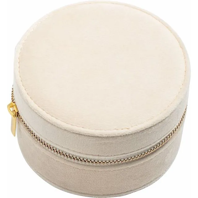 Velvet Round Jewelry Travel Case - Black, Cream or Gray