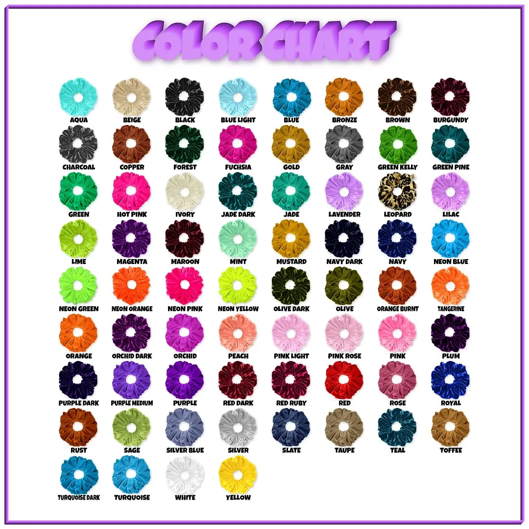 Velvet Scrunchies King Size Black XXL Plush Ponytail Holders Oversized Big Made in the USA