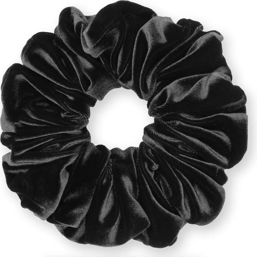 Velvet Scrunchies King Size Black XXL Plush Ponytail Holders Oversized Big Made in the USA