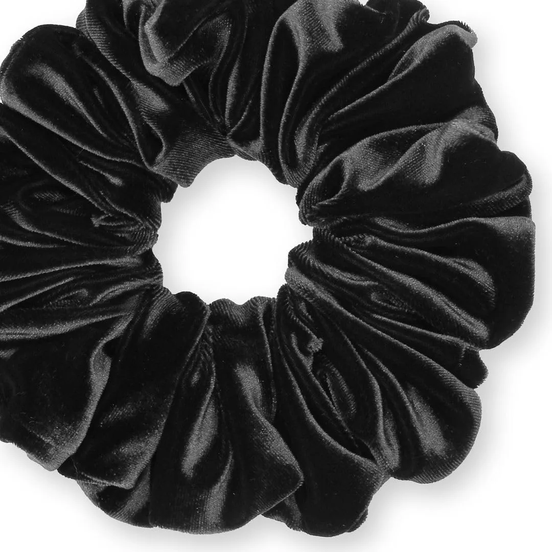 Velvet Scrunchies King Size Black XXL Plush Ponytail Holders Oversized Big Made in the USA
