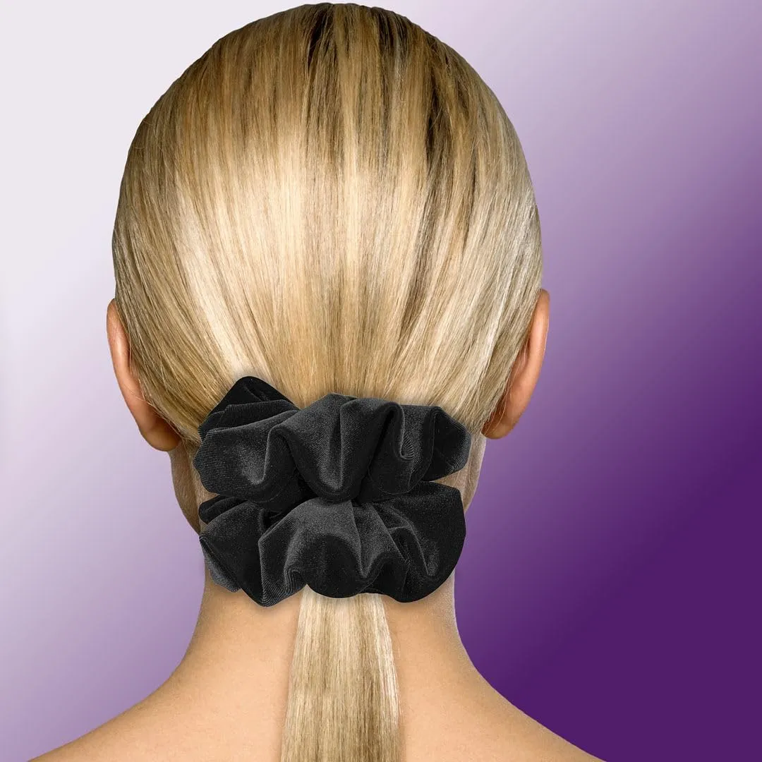 Velvet Scrunchies King Size Black XXL Plush Ponytail Holders Oversized Big Made in the USA