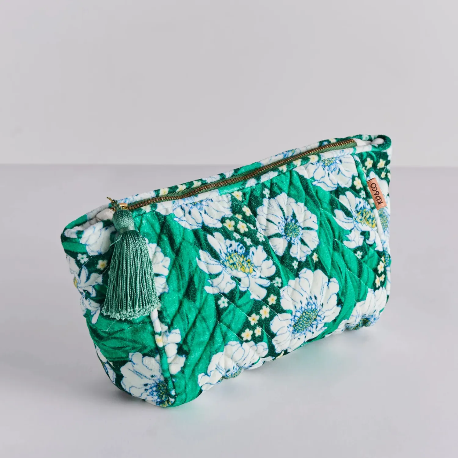 Velvet Toiletry Bags | Tumbling Flowers Green