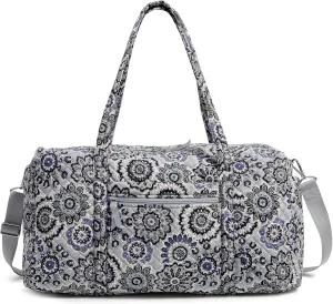 Vera Bradley Women's Cotton Large Travel Duffel Bag, Tranquil Medallion - Recycled Cotton, One Size