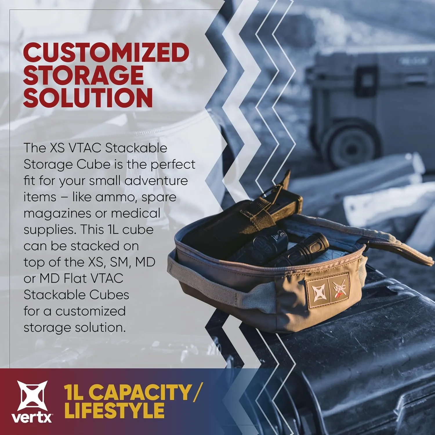 Vertx VTAC Stackable Storage Cube, Car Tactical Gear Carry Bag Organizer, Ammo, Mag, EDC Storage Travel Carrying Containers