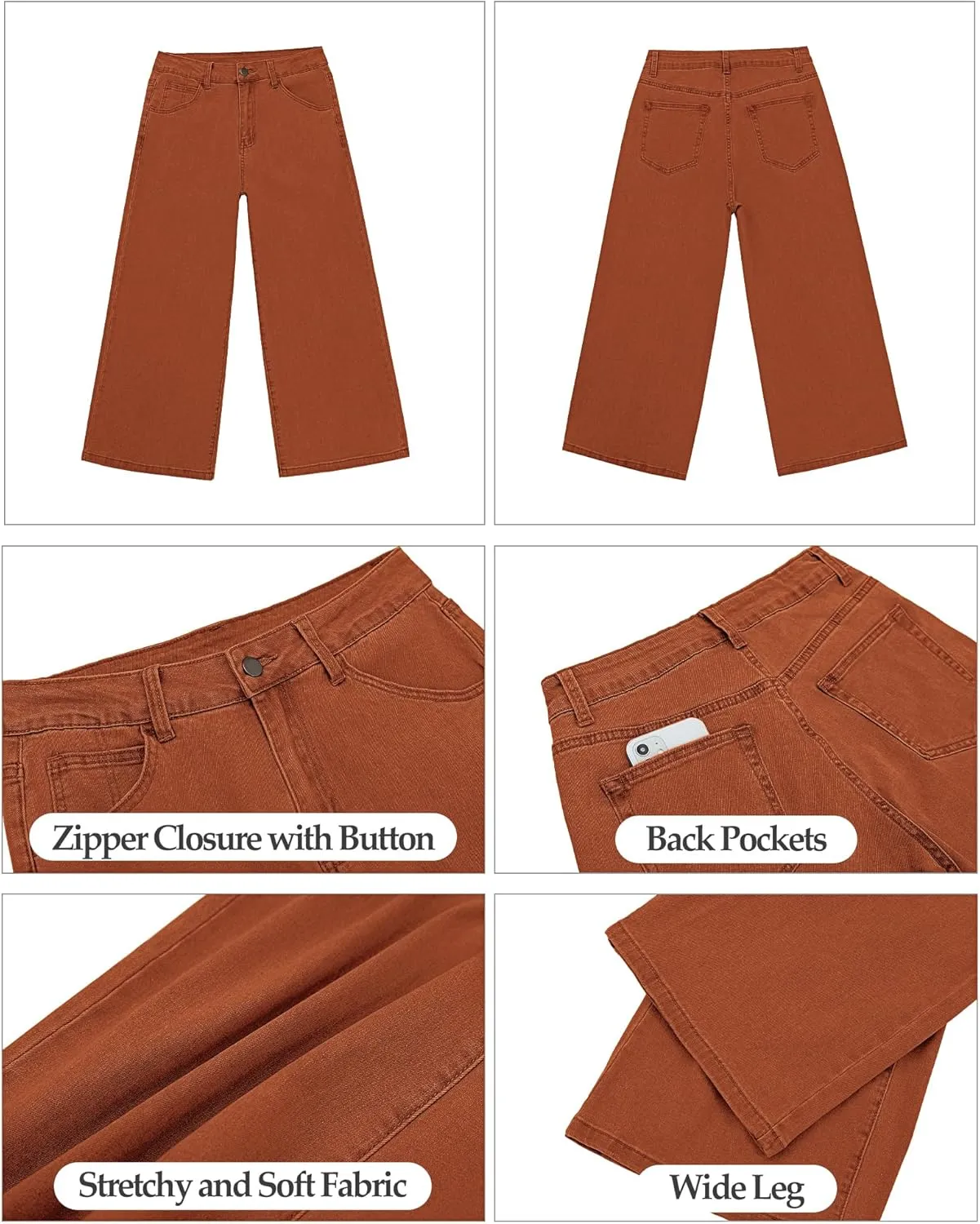 Vetinee Wide Leg Capri Jeans for Women High Waisted Stretch Cropped Baggy Denim Capris Dressy Pants