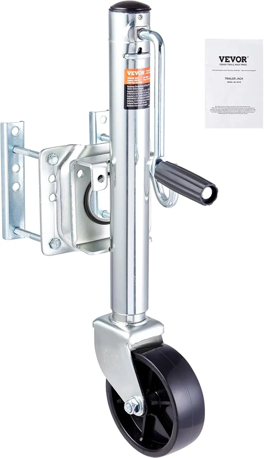 VEVOR 1000 lbs Trailer Jack with Wheel, Heavy Duty Swivel Boat Trailer Jack, 10" Lift, Bolt-on Trailer Tongue Jack for RV Boat