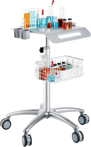 VEVOR Medical Cart, Salon Cart with Wheels, Mobile Trolley Cart 26.77"-42.91" Height Adjustable, Metal Salon Stations for Hair Stylist, Rolling Desktop Lab Cart for Clinic, Beauty and Salon