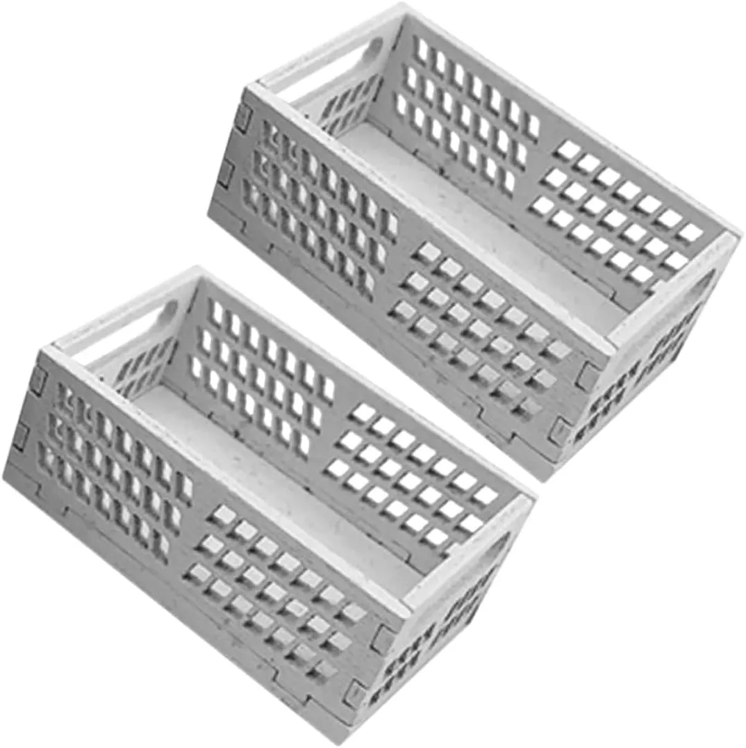VICASKY 10pcs Mini Baskets for Dollhouse Storage Crate Organizers for Miniature Scenes Realistic Doll Accessories Compact Design for Creative Display and Collection