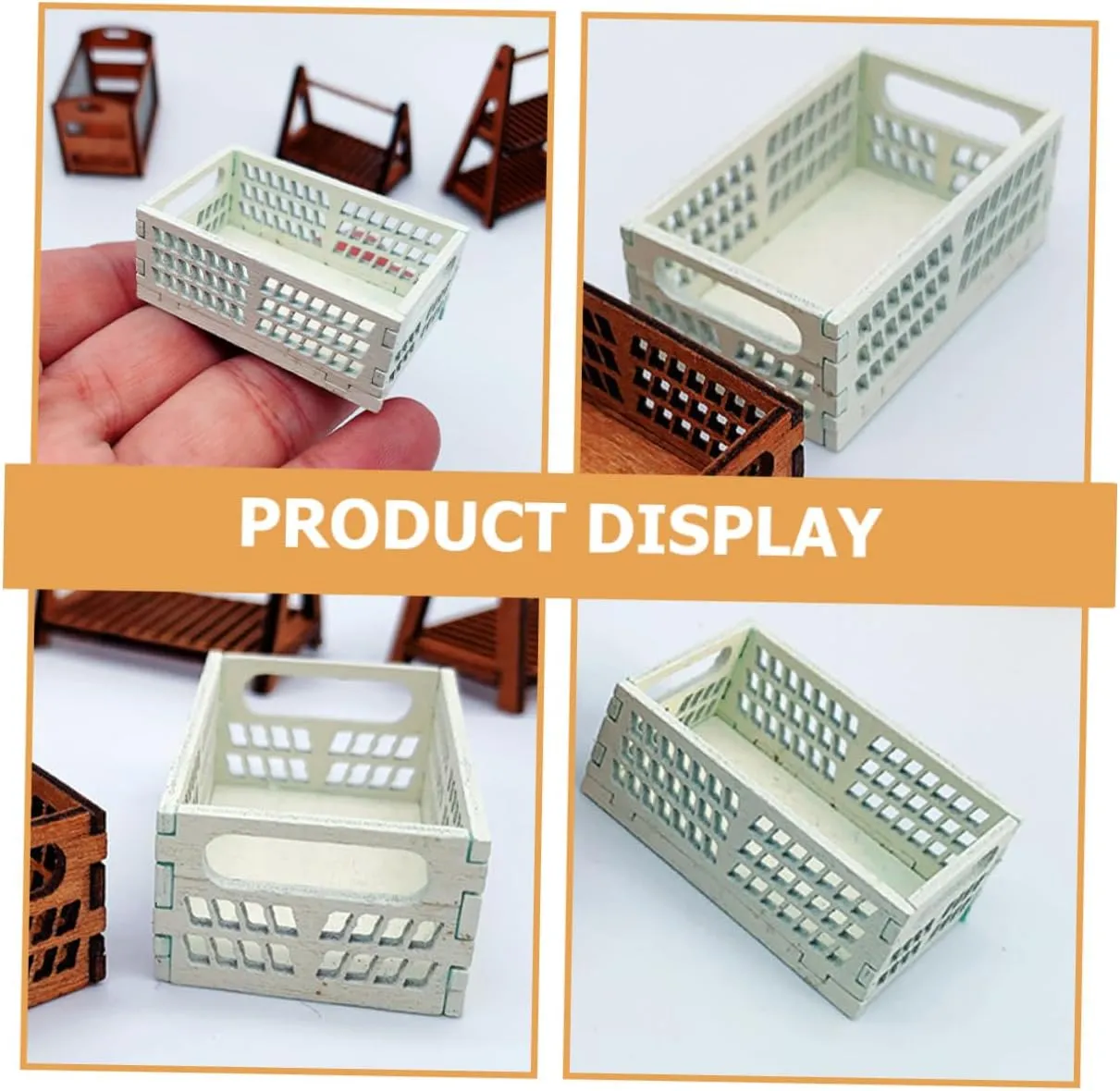 VICASKY 10pcs Mini Baskets for Dollhouse Storage Crate Organizers for Miniature Scenes Realistic Doll Accessories Compact Design for Creative Display and Collection
