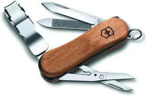 Victorinox Nail Clip 580 Wood Swiss Army Knife, 6 Functions, Swiss Made Pocket Knife with Nail File, Nail Cleaner and Small Blade - Walnut