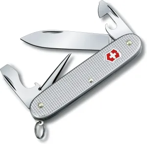 Victorinox Pioneer Alox Swiss Army Knife, 8 Functions, Swiss Made Pocket Knife with Reamer, Key Ring, Can Opener and Large Blade - Silver