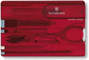 Victorinox Swiss Card Classic Swiss Army Knife, 10 Functions, Swiss Made Pocket Knife with Scissors and Pressurized Ballpoint Pen - Ruby