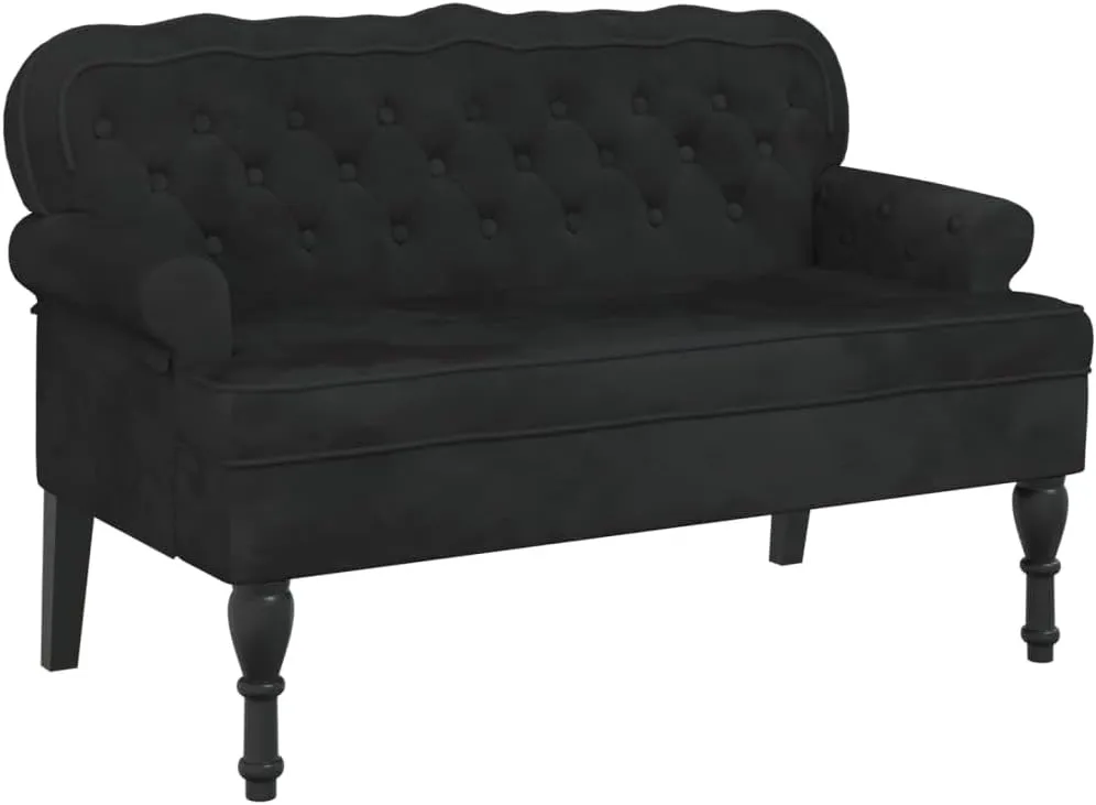 vidaXL 47" W Small Loveseat, Velvet Chesterfield Sofa with Button Tufting & Rolled Armrests for Small Spaces, 2 Seater Couch for Living Room & Bedroom, Black
