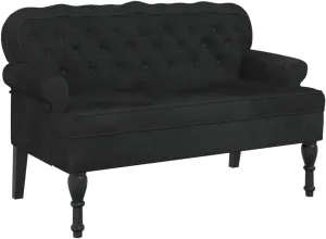 vidaXL 47" W Small Loveseat, Velvet Chesterfield Sofa with Button Tufting & Rolled Armrests for Small Spaces, 2 Seater Couch for Living Room & Bedroom, Black