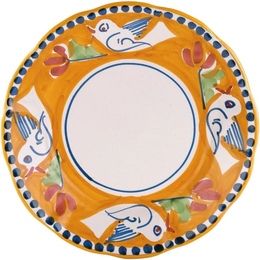 Vietri Campagna Uccello Salad Plate, Earthenware, Handcrafted Decorative Dinnerware Dish, 8" D, Dishwasher Safe