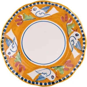 Vietri Campagna Uccello Salad Plate, Earthenware, Handcrafted Decorative Dinnerware Dish, 8" D, Dishwasher Safe