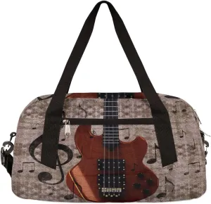 Vintage Music Guitar Kids Duffel Bag for Girls Boys Teens, Guitar Oil Painting Dance Bag Overnight Small Duffel Bag Carry On Weekend Sports Gym Travel Bag for School Practice Gymnastics Ballet