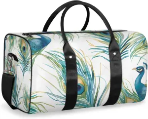 Vintage Peacock Travel Duffle Bag for Women Men Gym Duffel Foldable Bag Waterproof Weekender Peacock Feathers Duffle Tote
