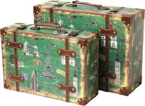 Vintiquewise(TM) Vintage Style European Luggage Suitcase, Set of 2