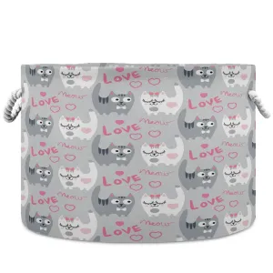 visesunny Storage Basket Love Cat Nursery Hamper Canvas Fabric Toy Storage Organizer Bin Storage Box Laundry Basket for Kid Rooms,Playroom,Shelves,Toy Basket