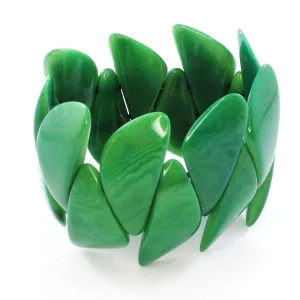 Vivid Green Stretch Bracelet made of Eco Friendly Tagua Nut, Fair Trade Jewelry