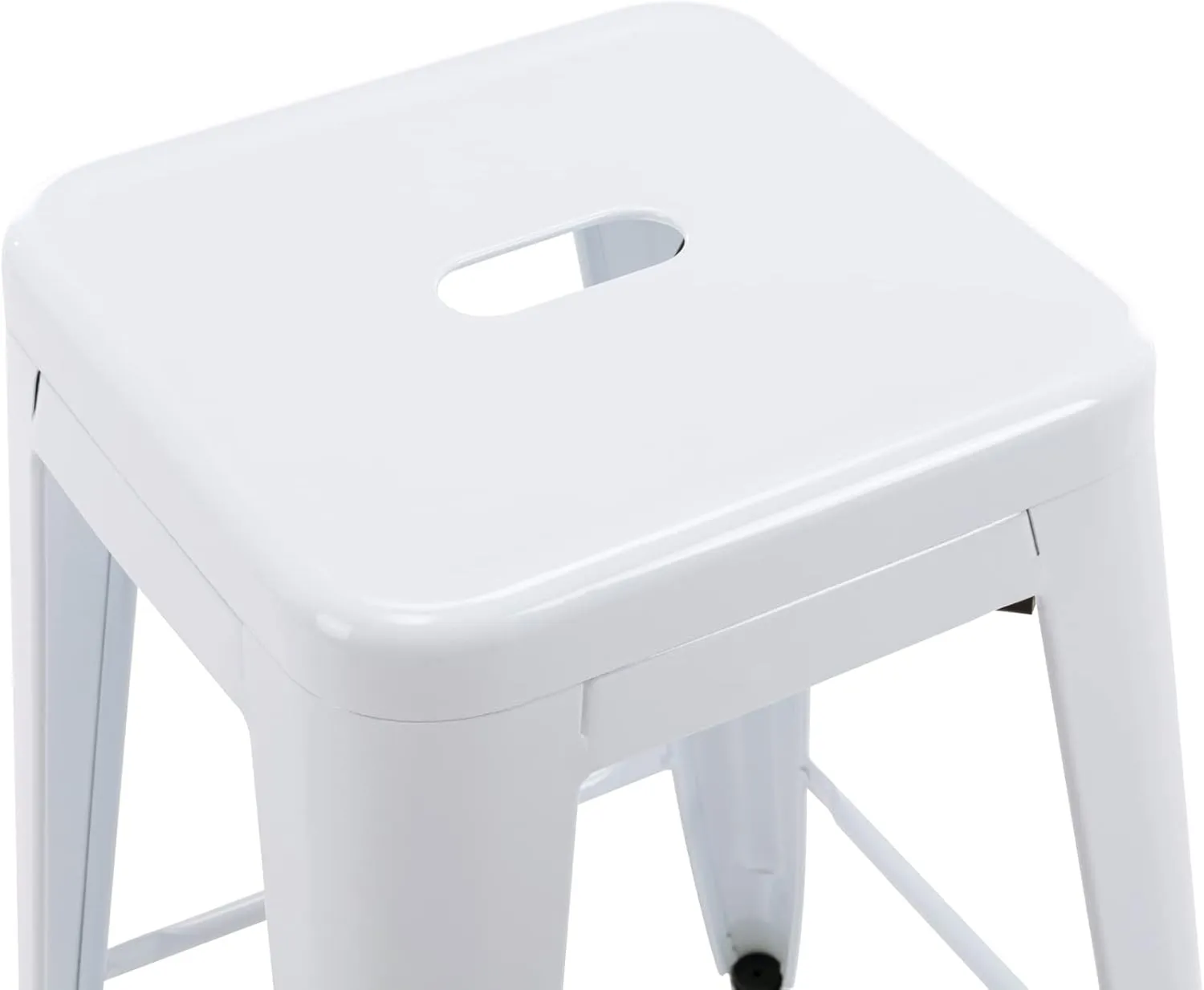 Vogue Furniture Direct 24" High Bar Stools Backless White Metal Barstools Indoor-Outdoor Counter Height Stools with Square Seat, Set of 2 - VF1571004