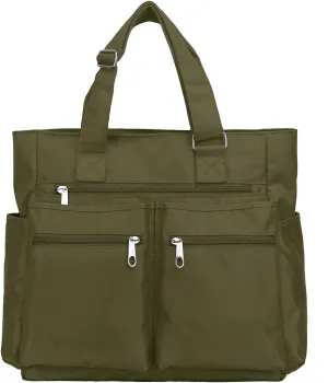 VOLGANIK ROCK Canvas Tote Bag Waterproof Nylon Multi Pocket Shoulder Bags Laptop Work Bag Teacher Purse Handbag for Women Men