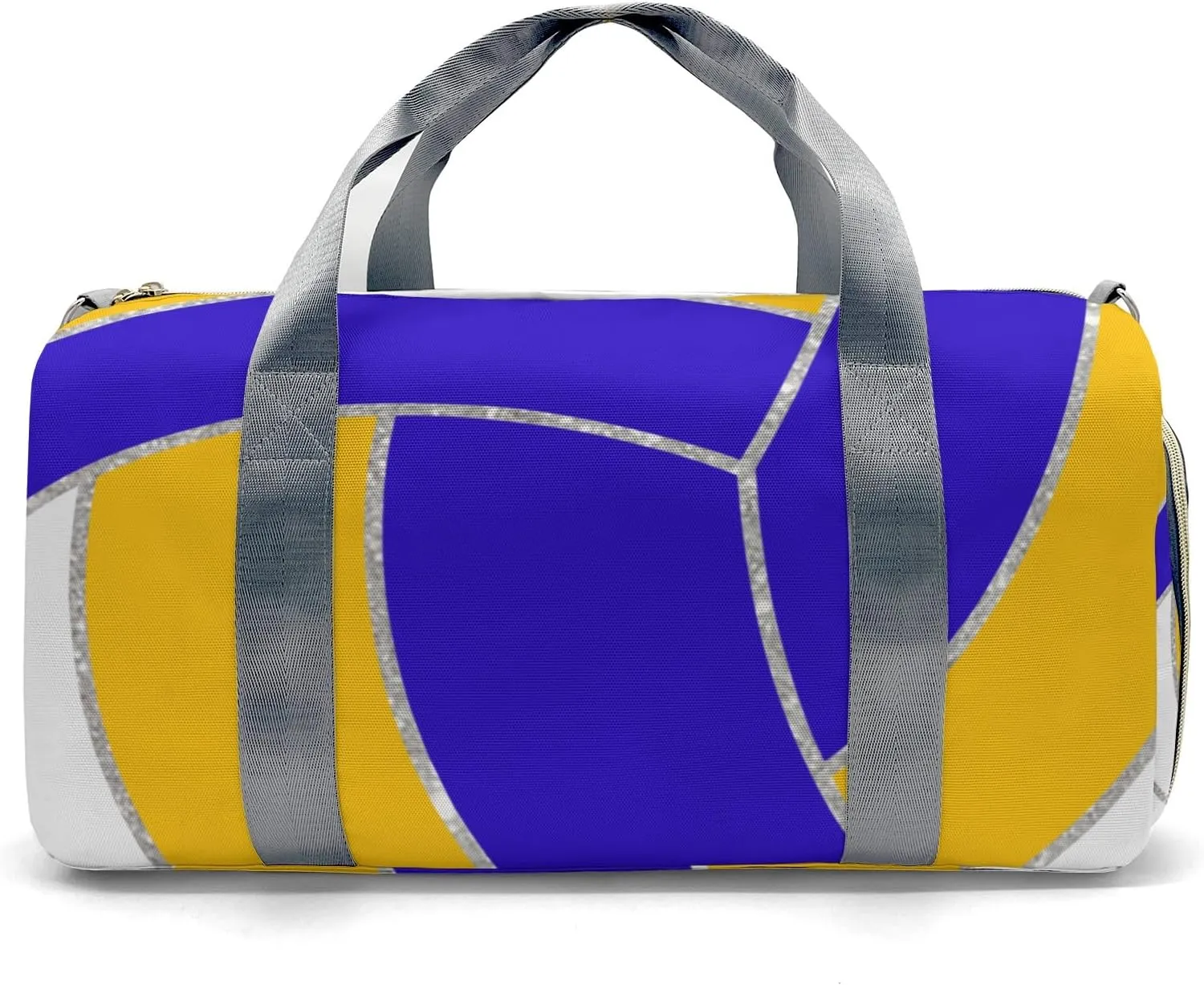 Volleyball Sports Duffel Bag Travel Duffle Gym Bags Weekender Bag with Shoe Compartments (Blue Yellow White)