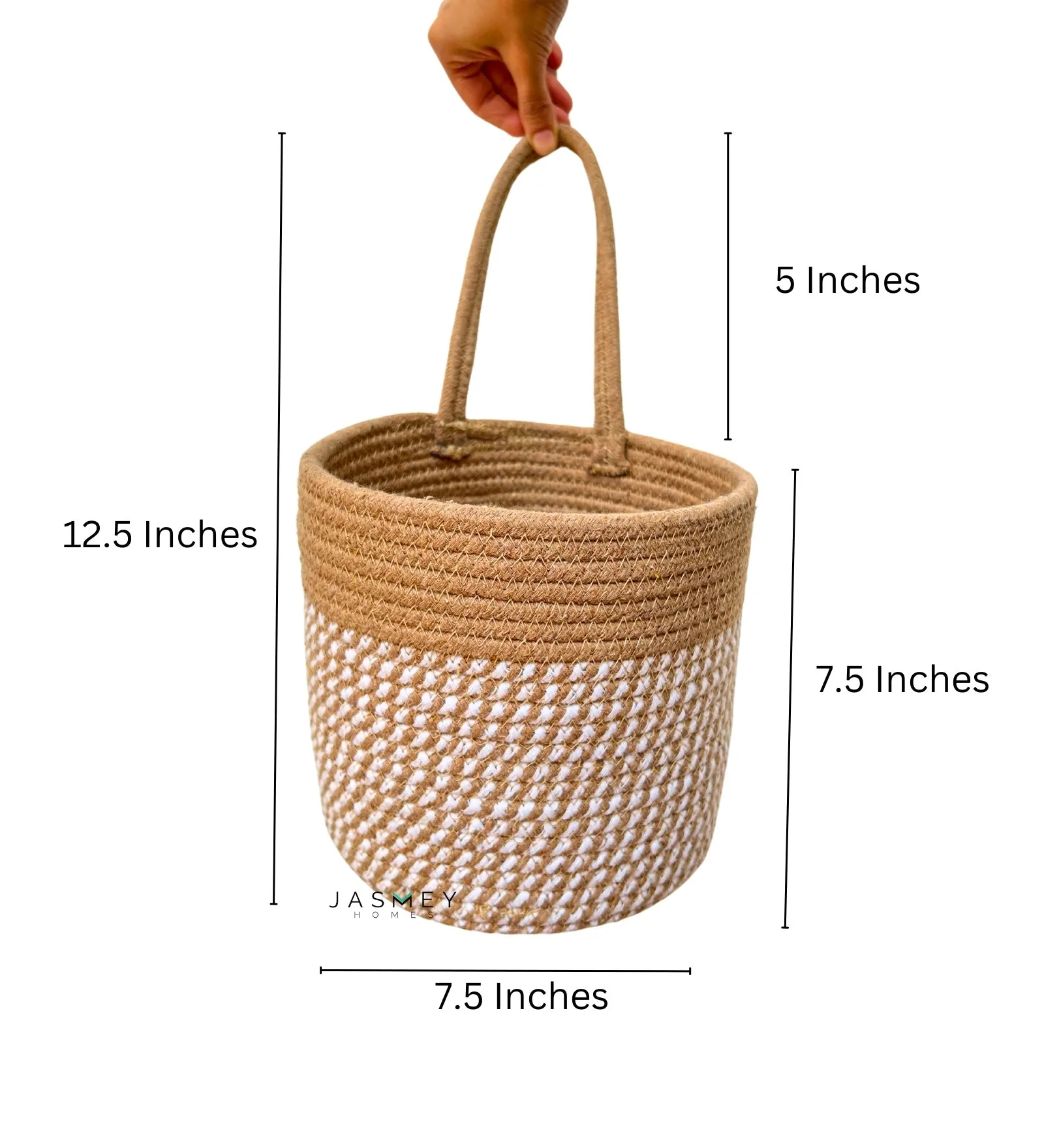 Wall Hanging Storage Basket-  White & Beige