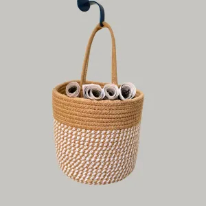 Wall Hanging Storage Basket-  White & Beige
