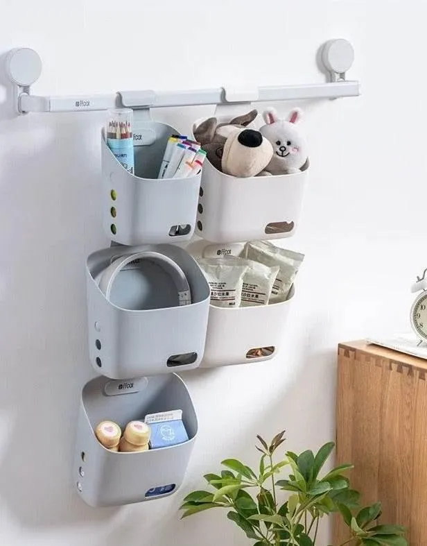 Wall-Mounted Stackable Storage Basket - Simple Hanging Organizer
