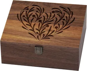 Walnut Wooden Memory Keepsake Box with Hinged Lid and Latch for Precious Items, Decorative Keepsake Box for Memories,Commemorative Gift