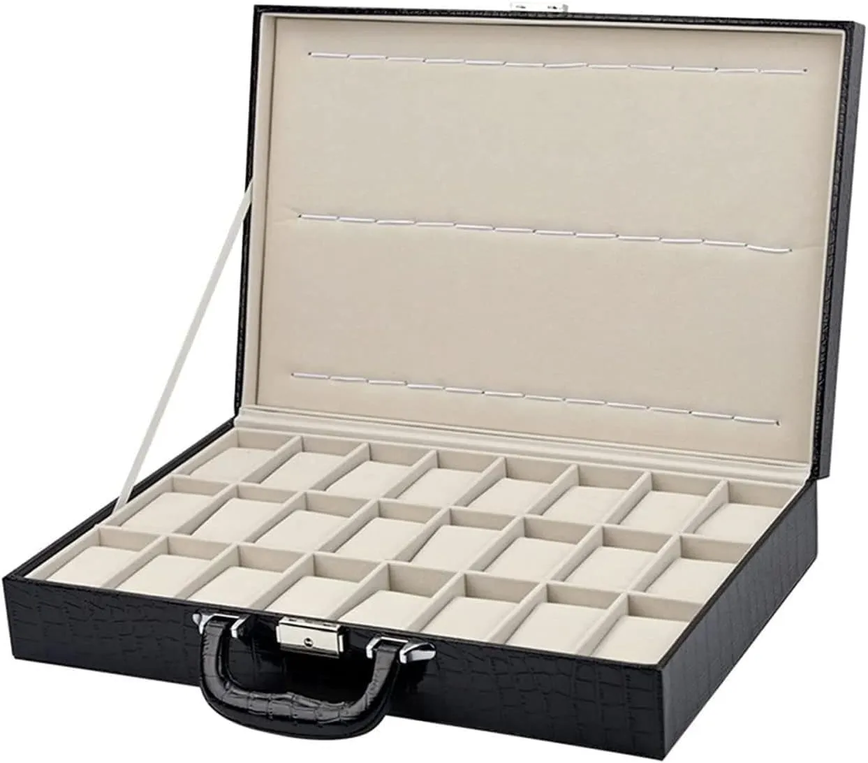 Watch Box Watch Case Watch Organizer Display Crocodile Pattern PU Leather 24 Slots 12 Positions Watch Box Watch Holder Tray Storage Case Watch Organiser Men