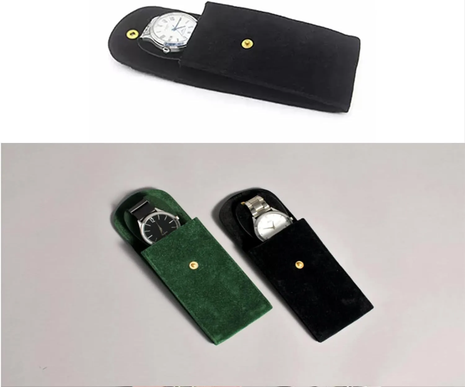 Watch Pouch, Watch Roll, Watch Travel Case for Men and Women Portable Velvet Watch Pouch Watch Storage Bag ​and Organizer Protective Watch Box Pouch with (2 pieces Black)