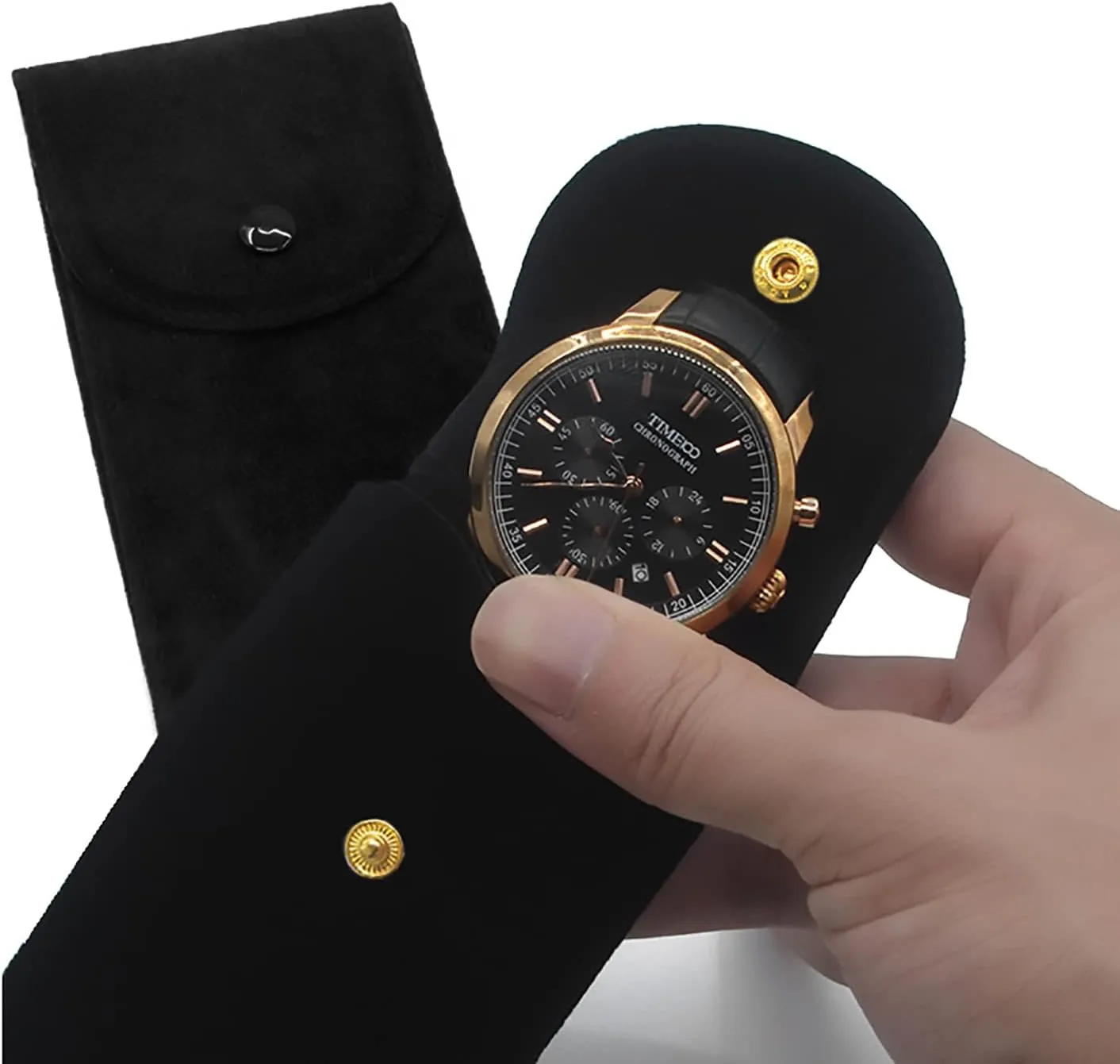 Watch Pouch, Watch Roll, Watch Travel Case for Men and Women Portable Velvet Watch Pouch Watch Storage Bag ​and Organizer Protective Watch Box Pouch with (2 pieces Black)