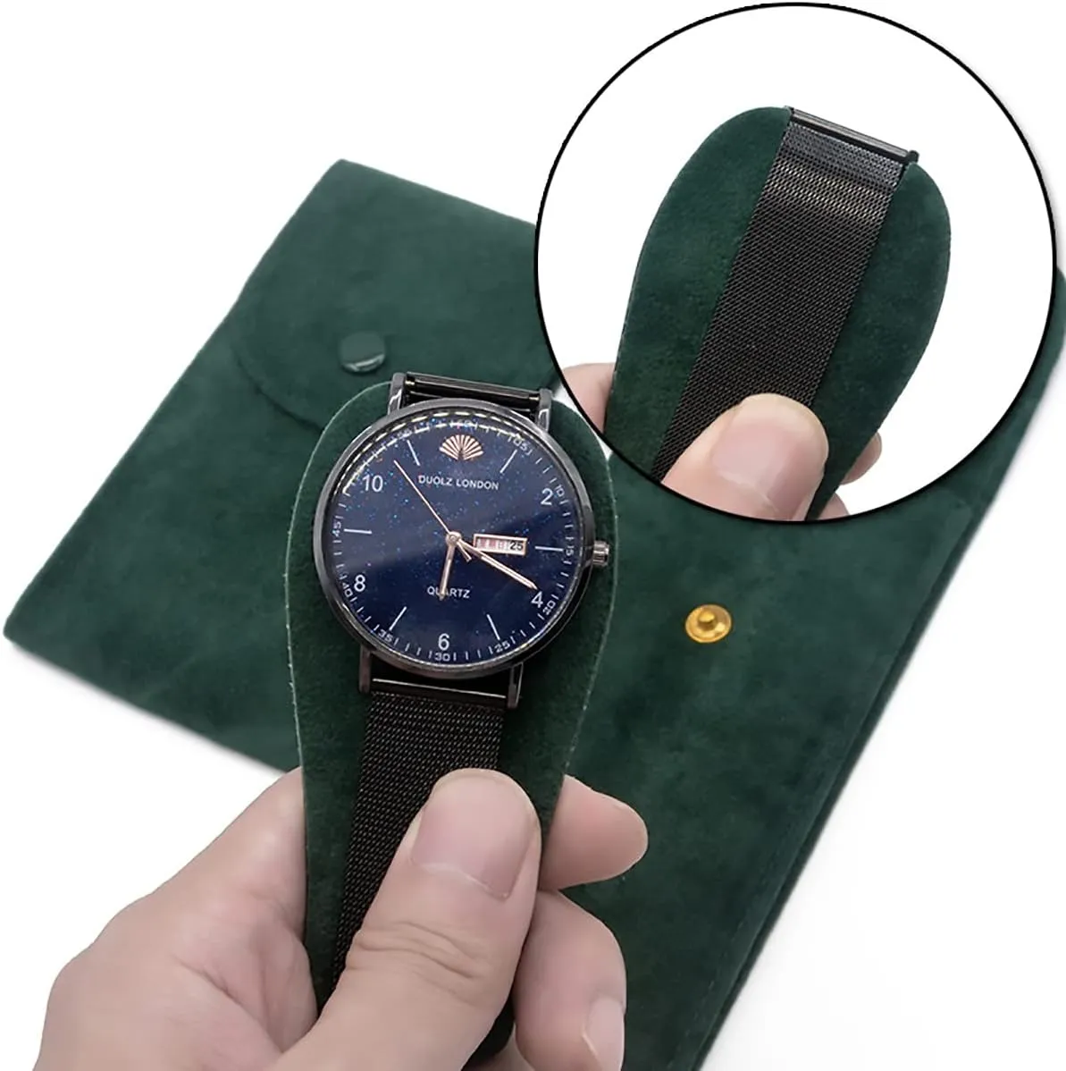 Watch Pouch, Watch Roll, Watch Travel Case for Men and Women Portable Velvet Watch Pouch Watch Storage Bag ​and Organizer Protective Watch Box Pouch with ,for watches and jewelry （2 Pieces）