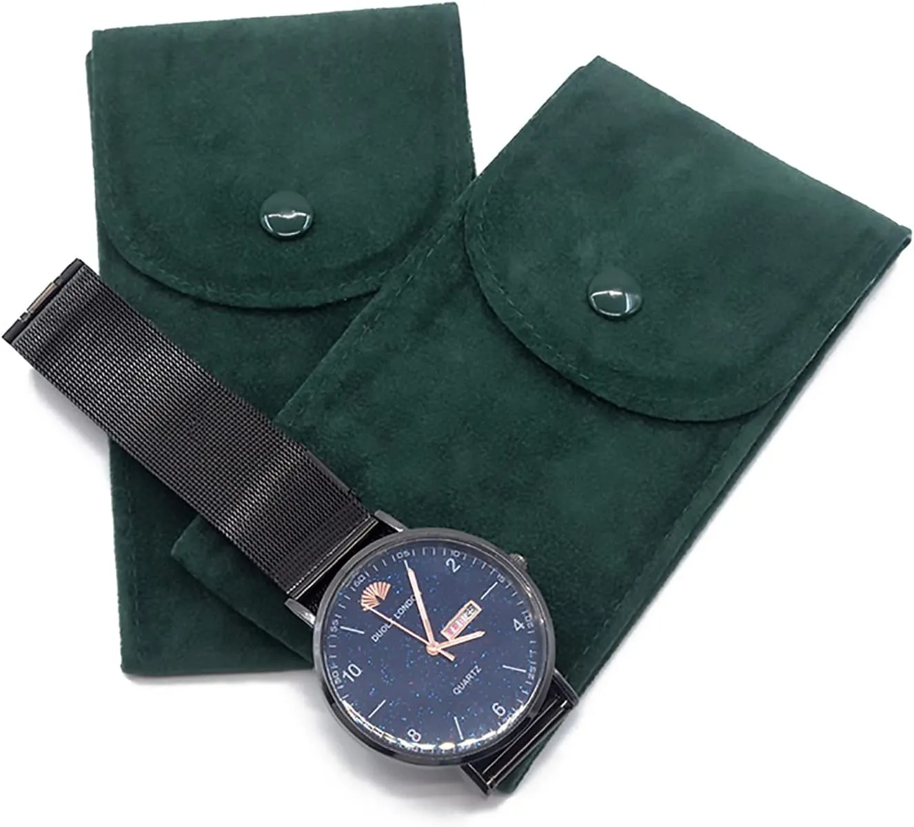 Watch Pouch, Watch Roll, Watch Travel Case for Men and Women Portable Velvet Watch Pouch Watch Storage Bag ​and Organizer Protective Watch Box Pouch with ,for watches and jewelry （2 Pieces）