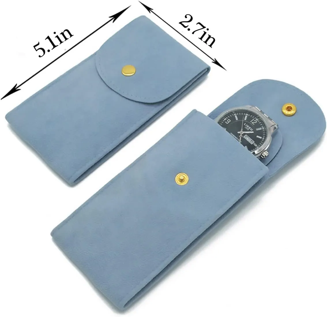 Watch Pouch, Watch Roll, Watch Travel Case for Men and Women Portable Velvet Watch Pouch Watch Storage Bag ​and Organizer Protective Watch Box Pouch with (light blue)