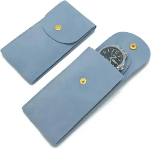 Watch Pouch, Watch Roll, Watch Travel Case for Men and Women Portable Velvet Watch Pouch Watch Storage Bag ​and Organizer Protective Watch Box Pouch with (light blue)