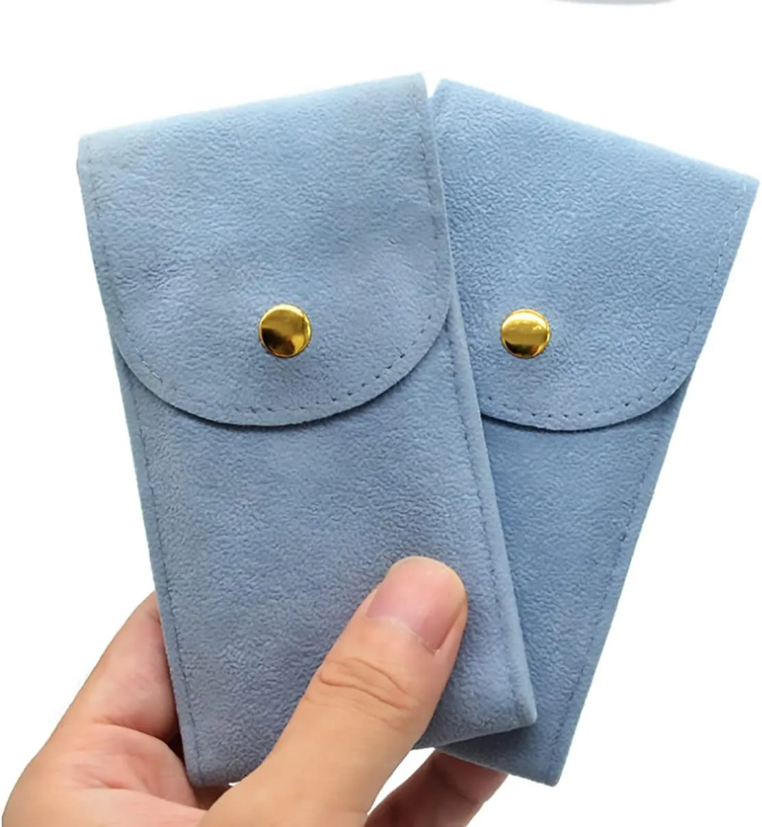 Watch Pouch, Watch Roll, Watch Travel Case for Men and Women Portable Velvet Watch Pouch Watch Storage Bag ​and Organizer Protective Watch Box Pouch with (light blue)