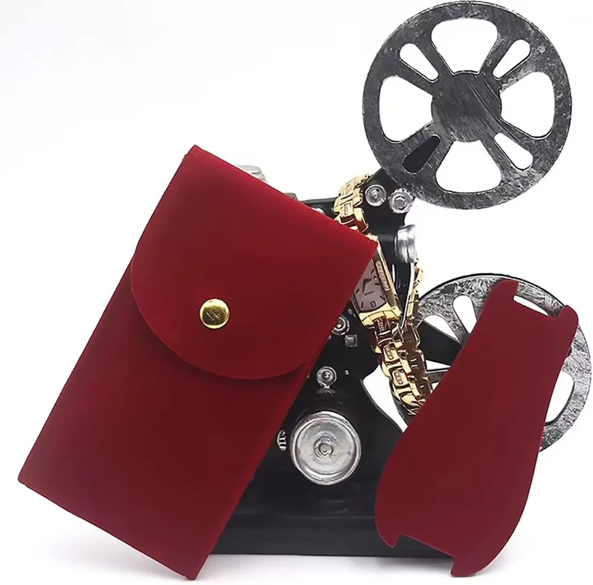 Watch Pouch, Watch Roll, Watch Travel Case for Men and Women Portable Velvet Watch Pouch Watch Storage Bag ​and Organizer Protective Watch Box Pouch with (Red)