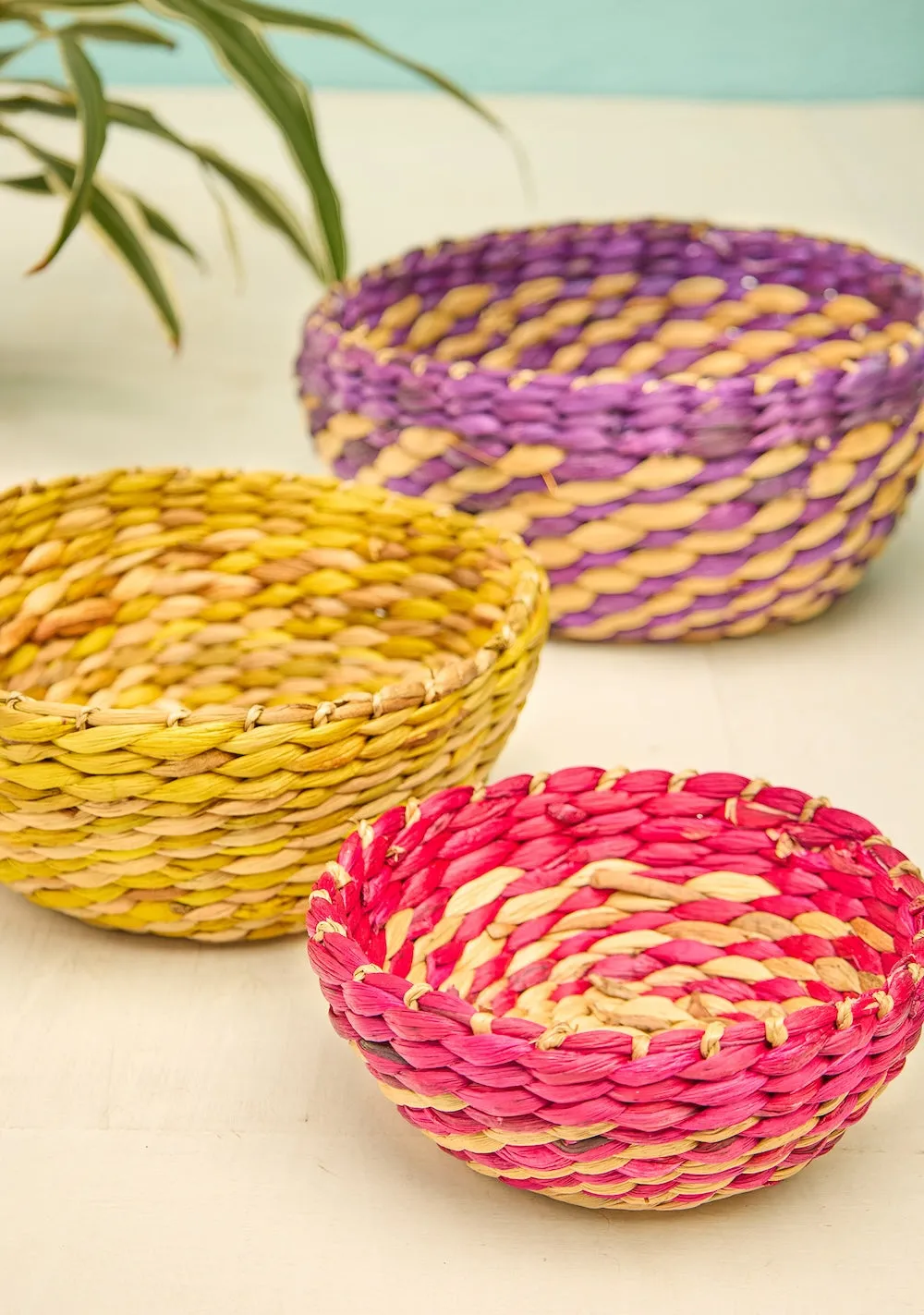 Water Hyacinth Basket Bowls Set of Three