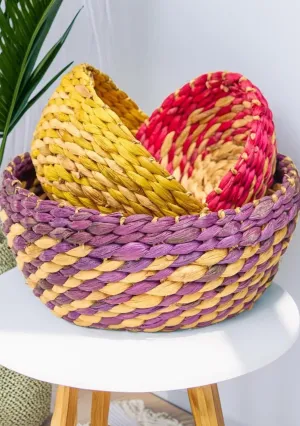 Water Hyacinth Basket Bowls Set of Three
